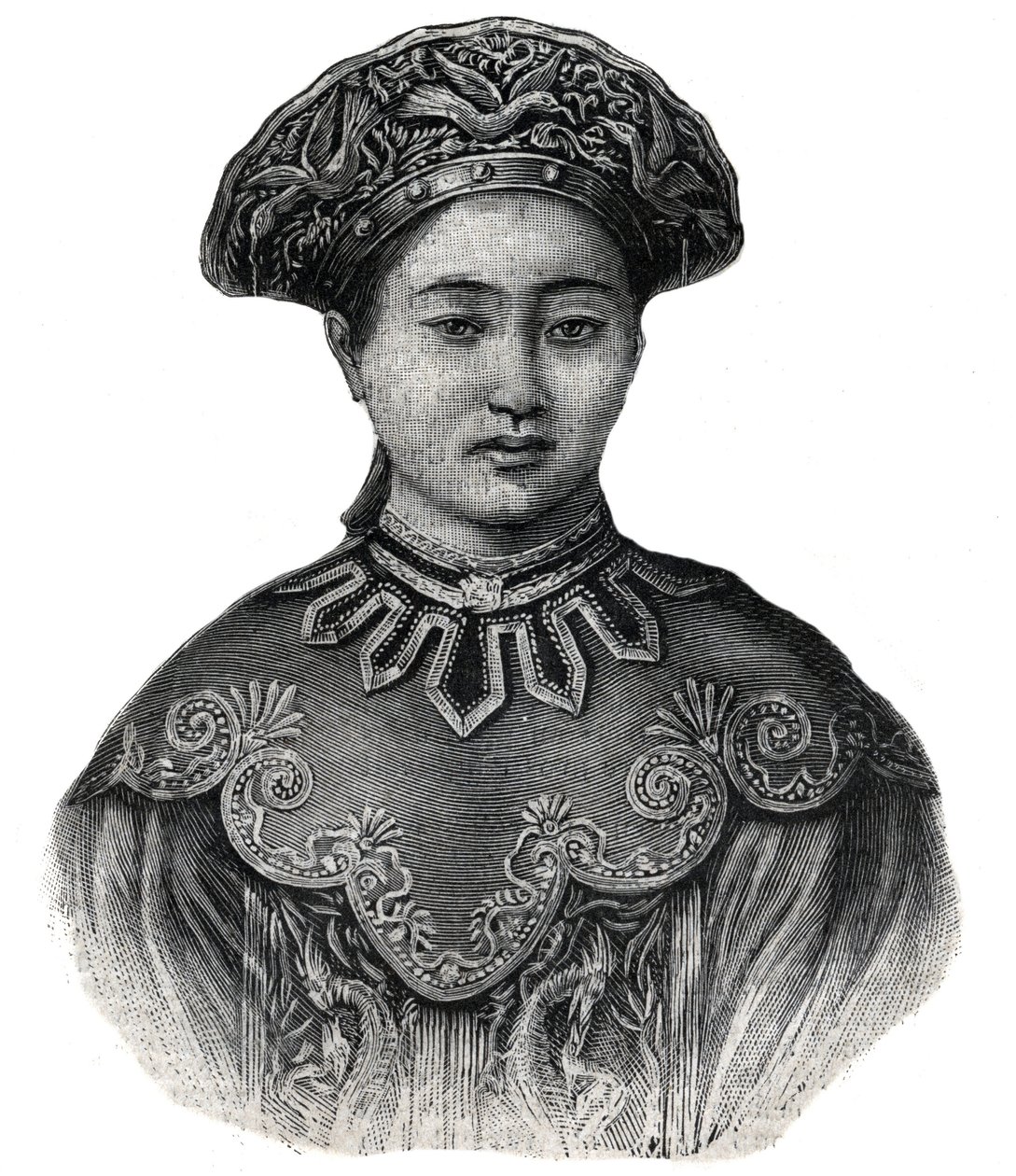 De keizerin van Japan Haruko, vrouw van Mikado Mutsuhito (1852-1912) - gravure uit 1892 door Unknown artist