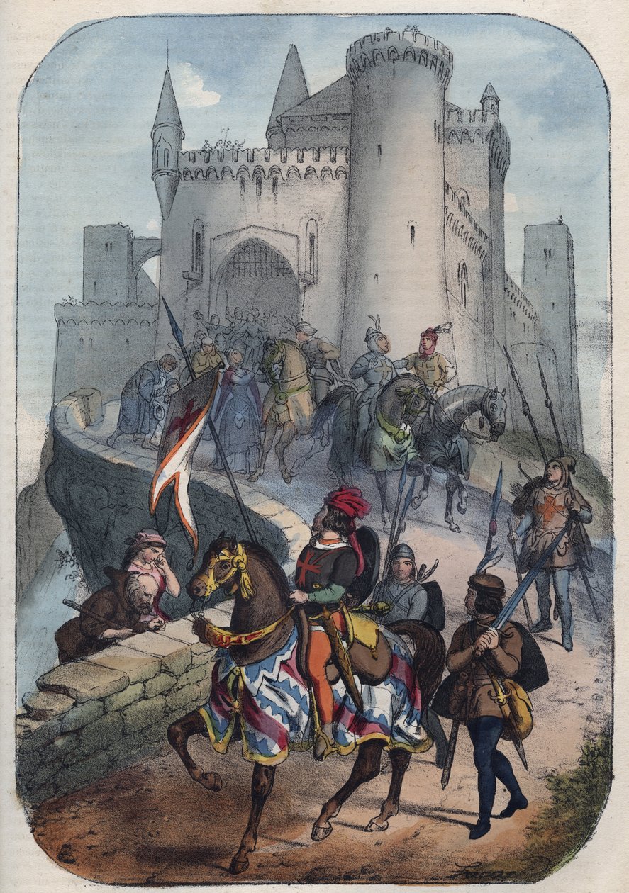 De Lombarden vertrekken voor de eerste kruistocht aan het einde van de 11e eeuw door Unknown artist