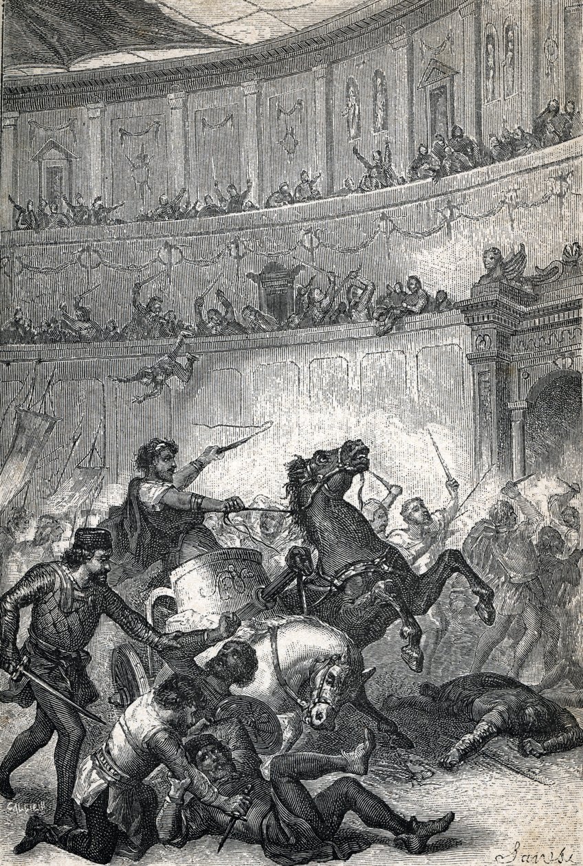 Het Bloedbad van Thessaloniki in 390. Gravure 1884 door Unknown artist