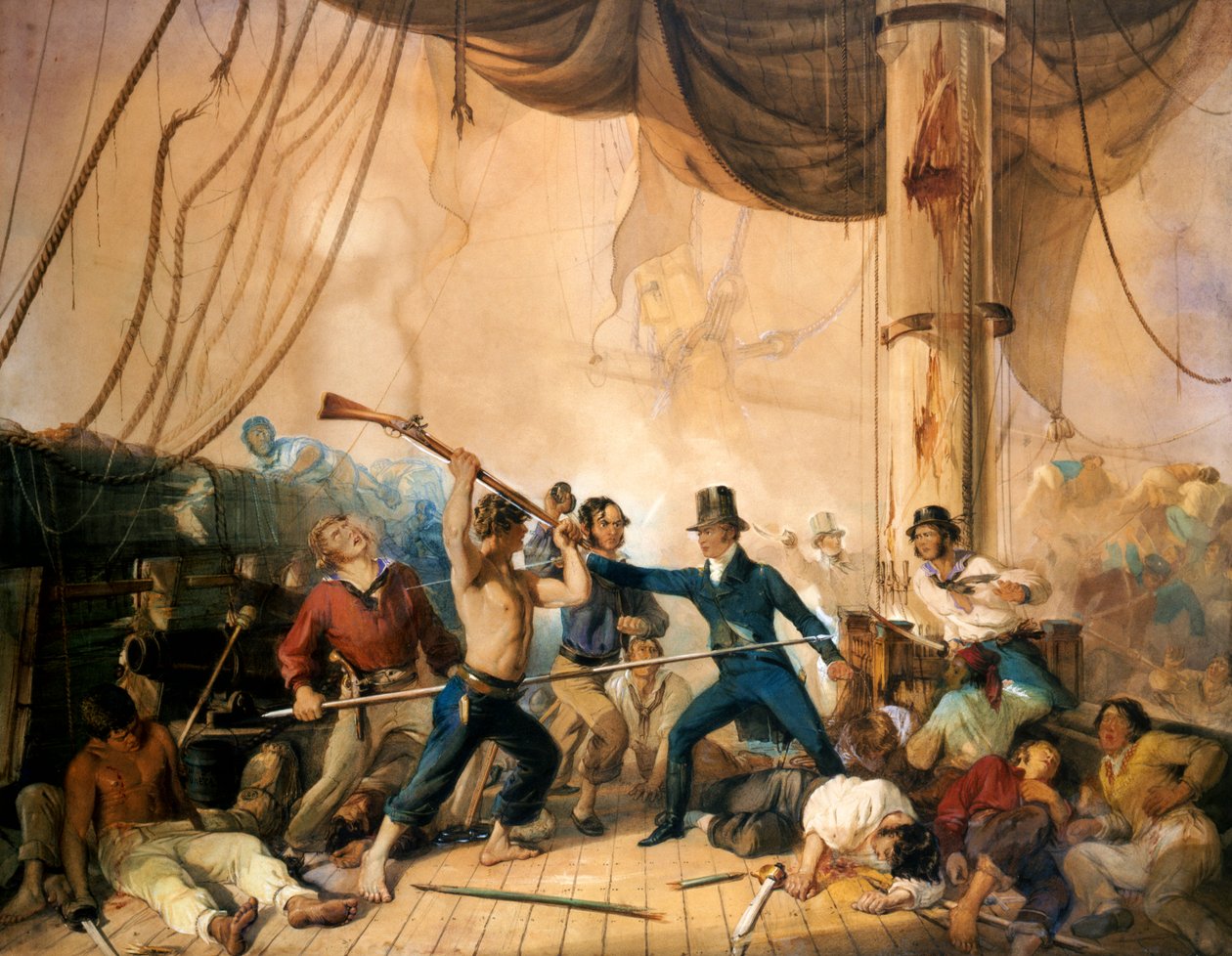 Het gevecht op het dek van de Chesapeake, 1813 door Unknown