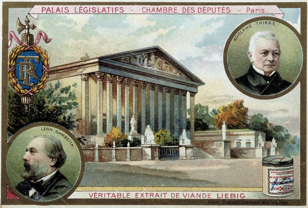 De Nationale Vergadering en portretten van Gambetta en Thiers door Unknown artist