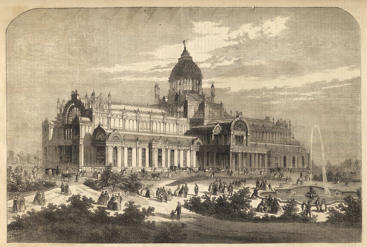 Het Paleis van Industrie in Amsterdam in 1864 (verwoest door een brand in 1929) - Nederland, Amsterdam. Het Paleis voor Volksvlijt door Unknown artist