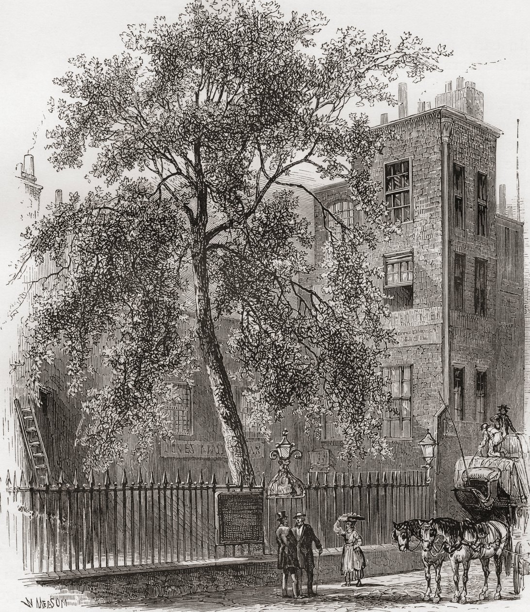De plataan, Wood Street, Cheapside, Londen, Engeland in de 19e eeuw door Unknown artist