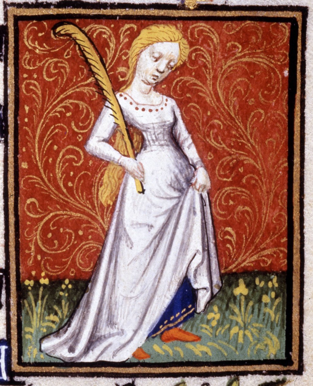 De Maagd. Miniatuur van een horoscoop. 15e-eeuws manuscript. Bibl. Trivulziana, Milaan door Unknown artist