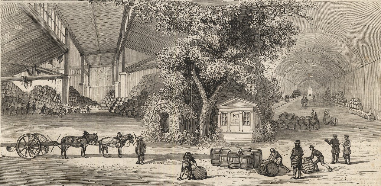 Het wijnpakhuis in Parijs in 1861 door Unknown artist