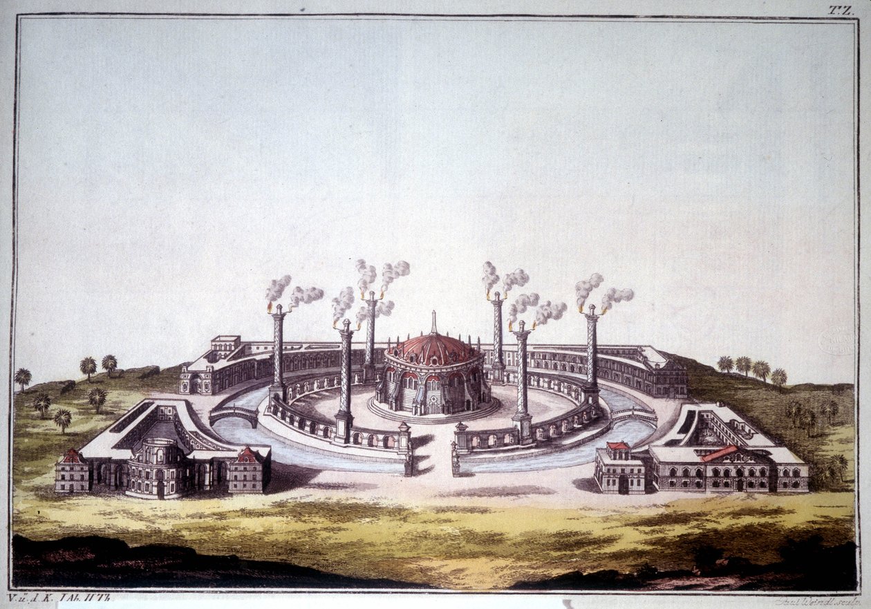 De oude stad Nineveh, oude stad van Assyrië, toont het denkbeeldige uitzicht op een Assyrisch paleis door Unknown artist
