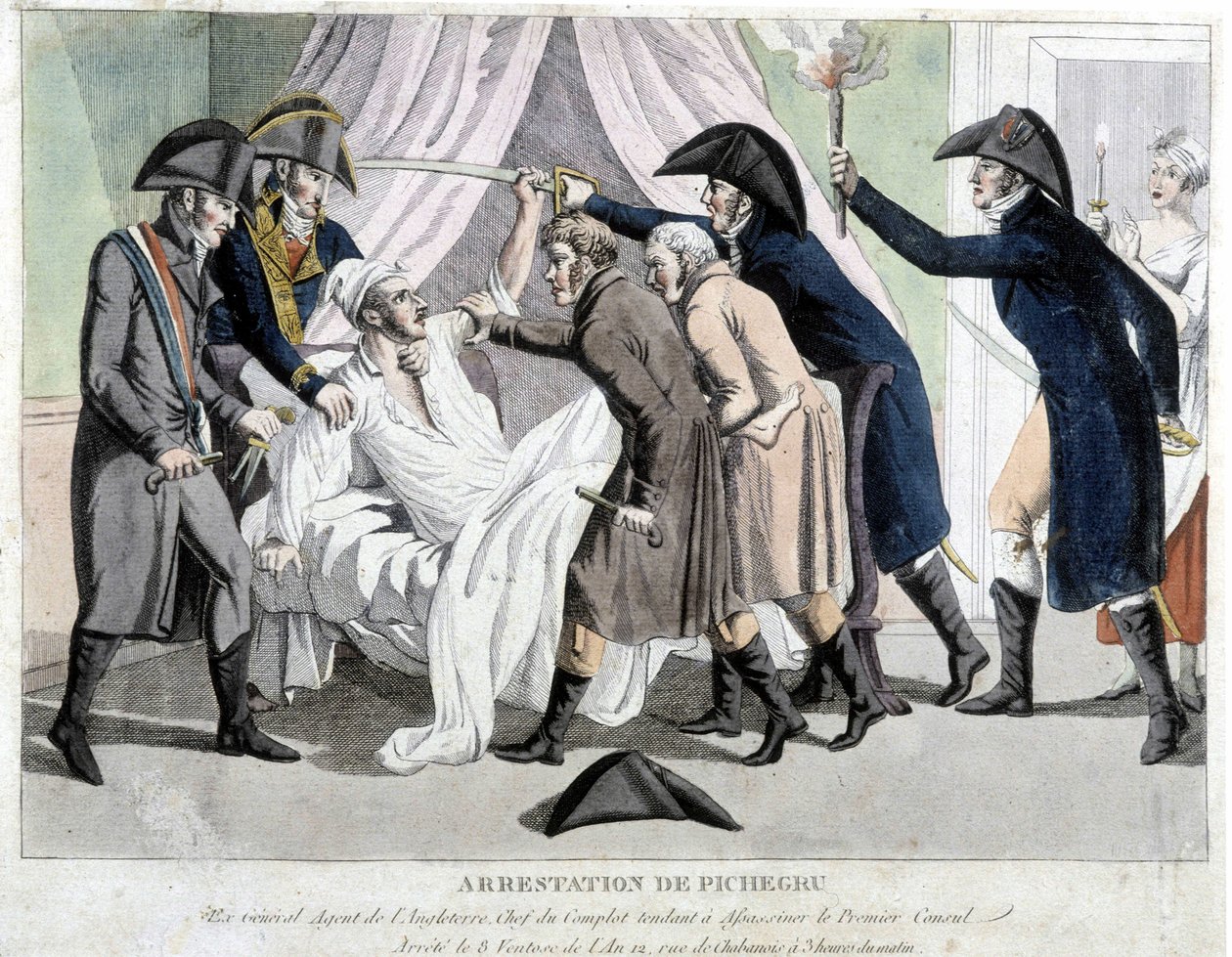 De arrestatie van Pichegru - gravure door Unknown artist