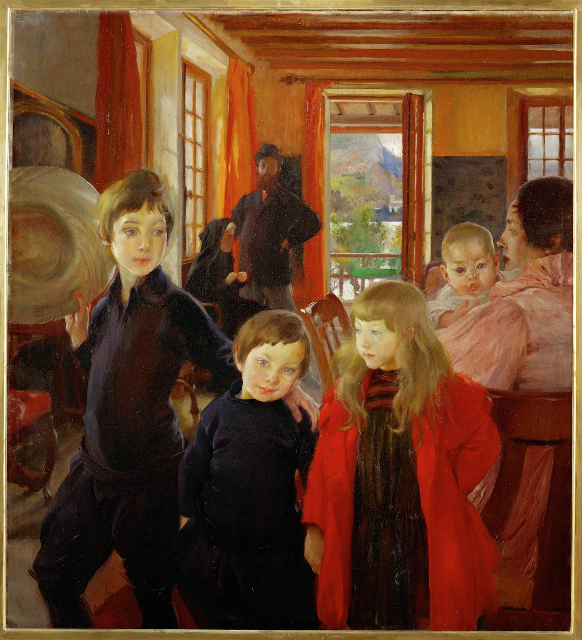 De familie van de kunstenaar: Albert Besnard, zijn schoonmoeder Mme (schilderij op doek) door Unknown Artist