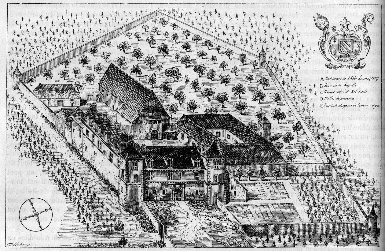 De gebouwen van Clos de Vougeot (Côte d