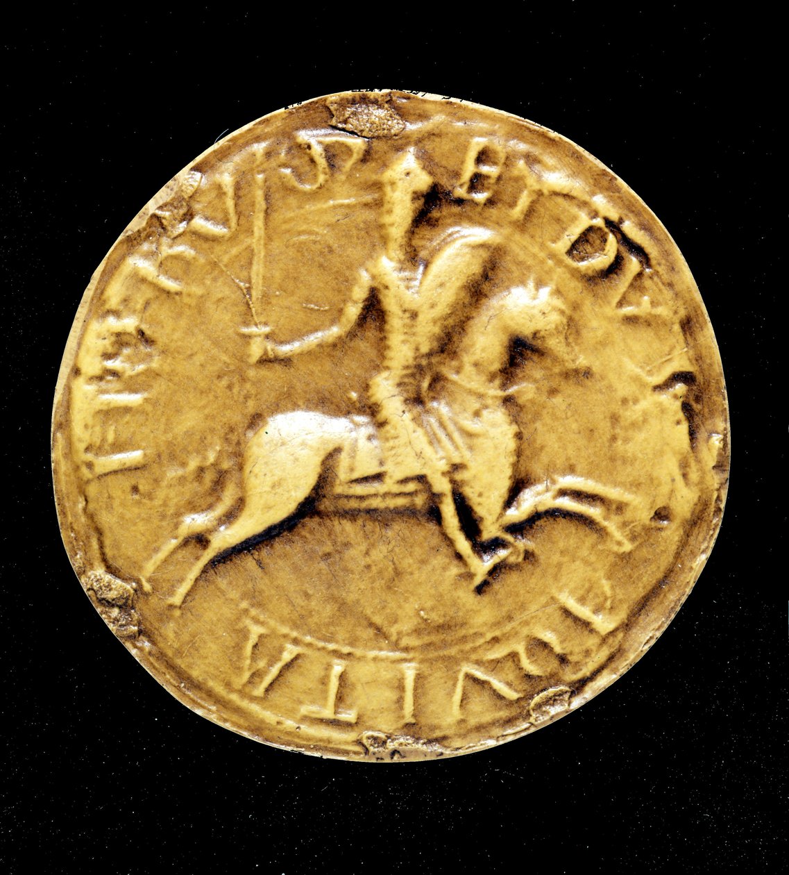 Het contrazegel van Lodewijk VII van Frankrijk, die hem te paard voorstelt. door Unknown artist