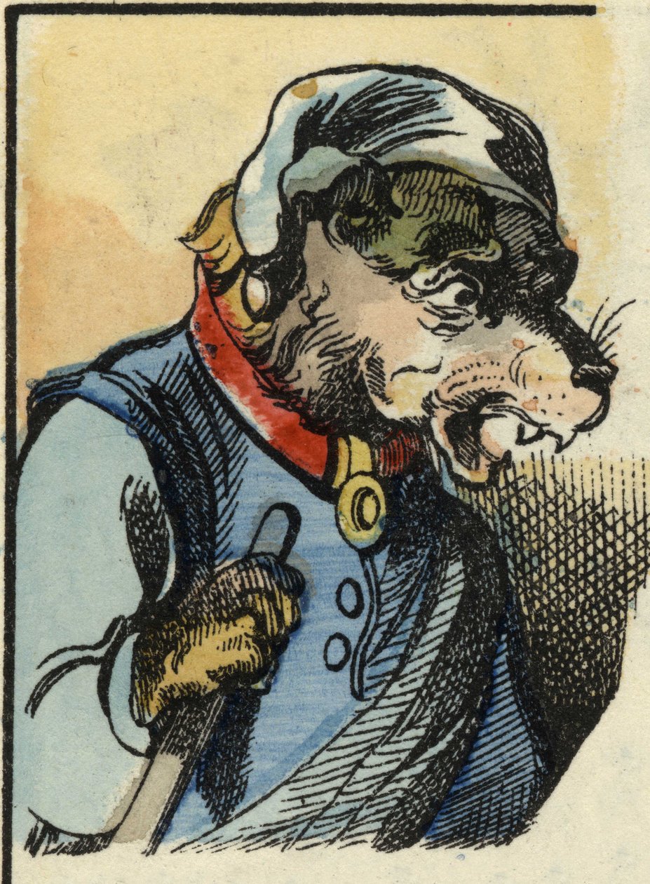 De hond Medor. Illustratie van het sprookje "Bon medor en Kleine Chevrette". In "Verhalen uit het huis voor de kleintjes". Anonieme gravure uit de 19e eeuw. door Unknown artist