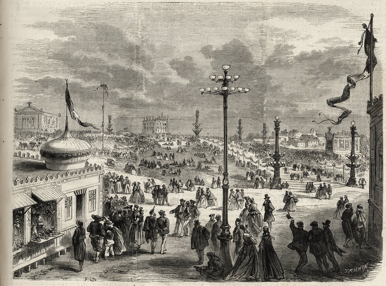 Het feest van 15 augustus 1867 op het Trocadero in Parijs - Het illustere universum van 1867 door Unknown artist