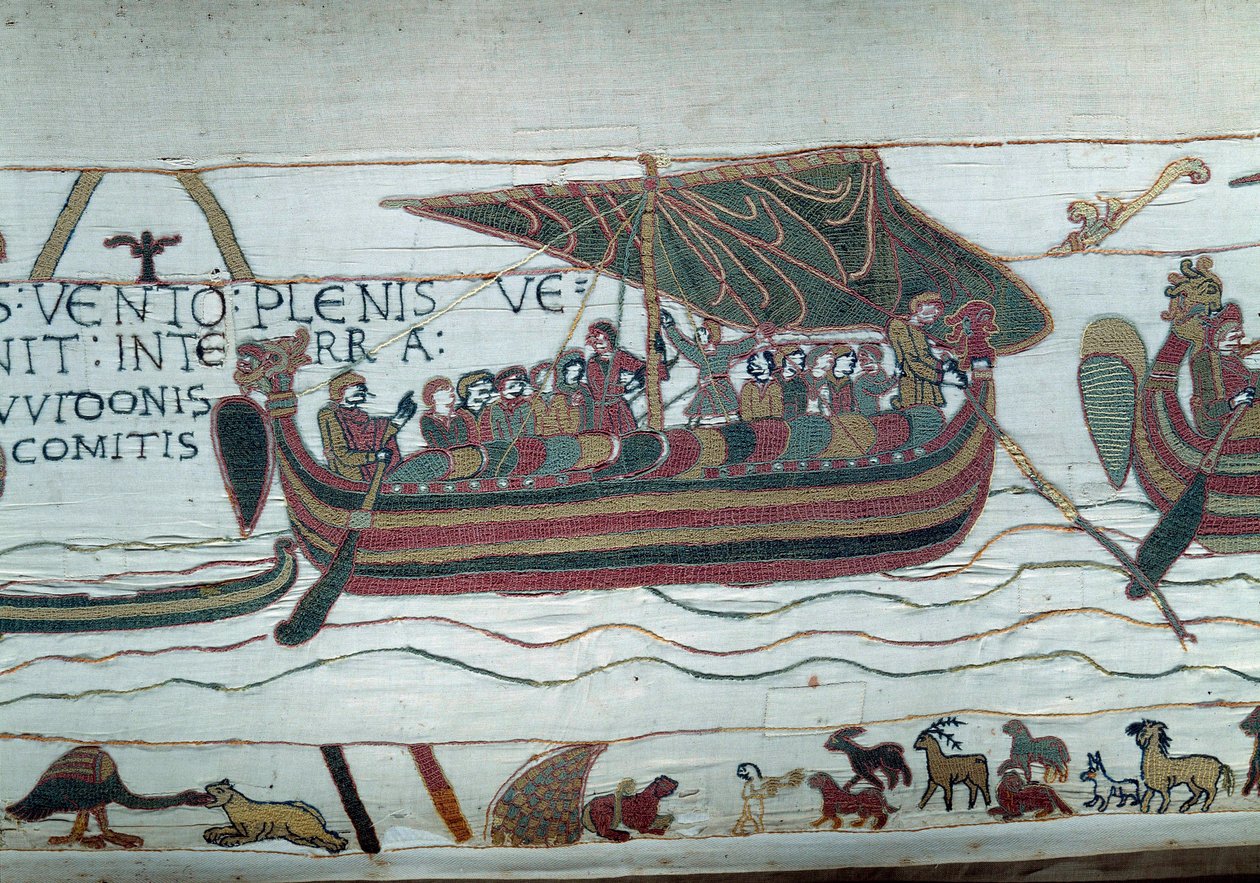 De vloot van Harold, die de hertog van Normandië Willem de Veroveraar (1027-1087) kwam informeren dat hij de opvolger van de Engelse kroon zou zijn na de dood van Edward de Belijder, wordt gevangen in de storm die het op de kust van graaf Guy de P werpt door Unknown artist