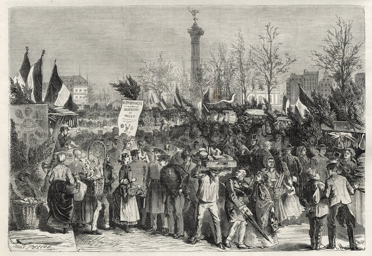 De hammarkt op Boulevard Bourdon in Parijs (Place de la Bastille) - 1868 door Unknown artist