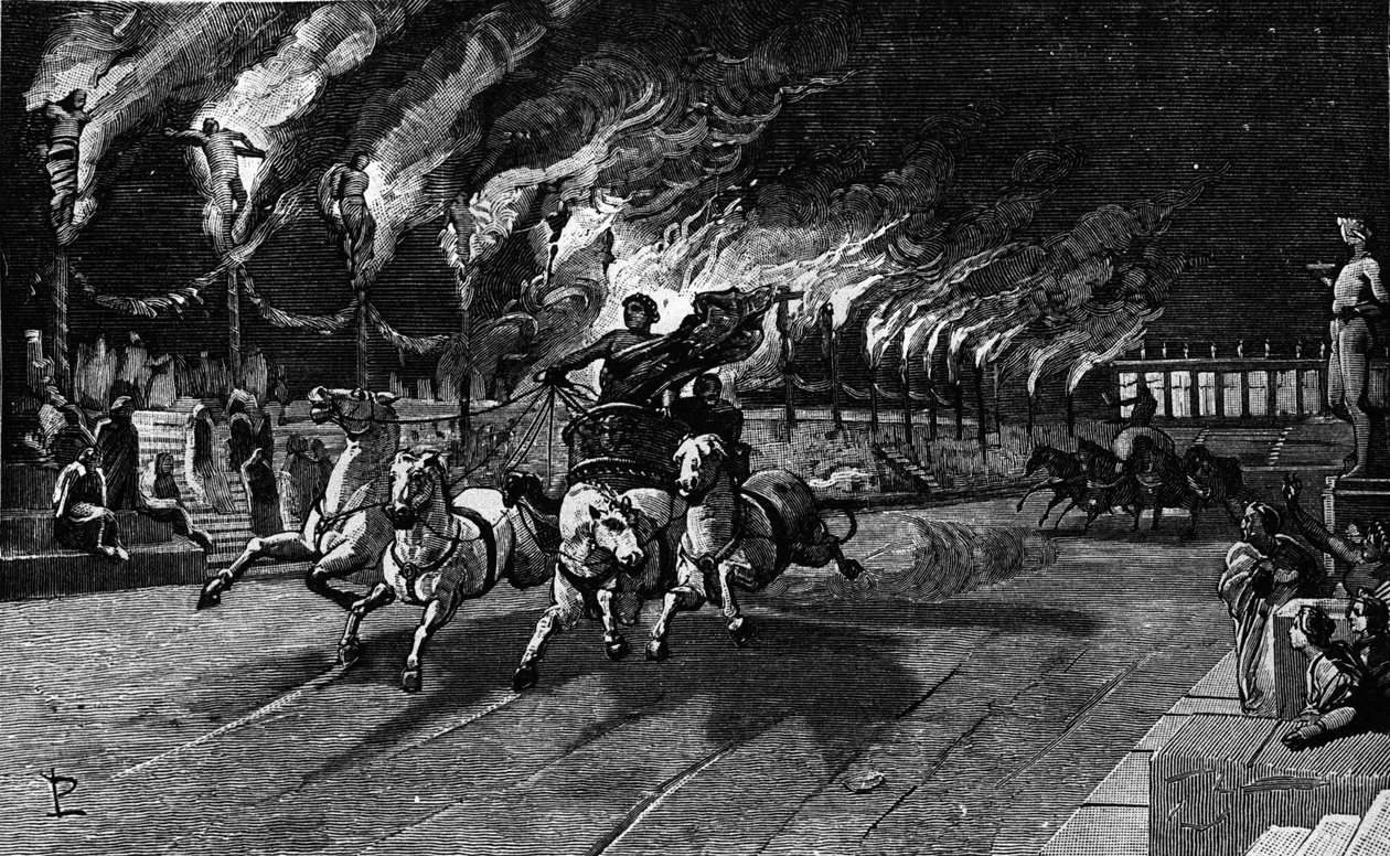 De menselijke fakkel van Nero (Nerone 37-68) in het circus door Unknown artist