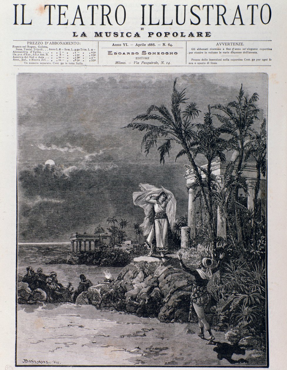 De laatste scène van De parelvissers, act I, opera door Georges Bizet door Unknown artist