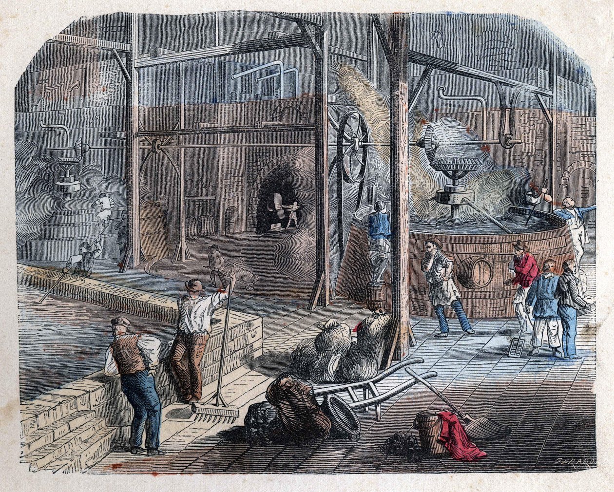 De bierproductie. 19e-eeuwse illustratie. Bianchetti collectie. door Unknown artist