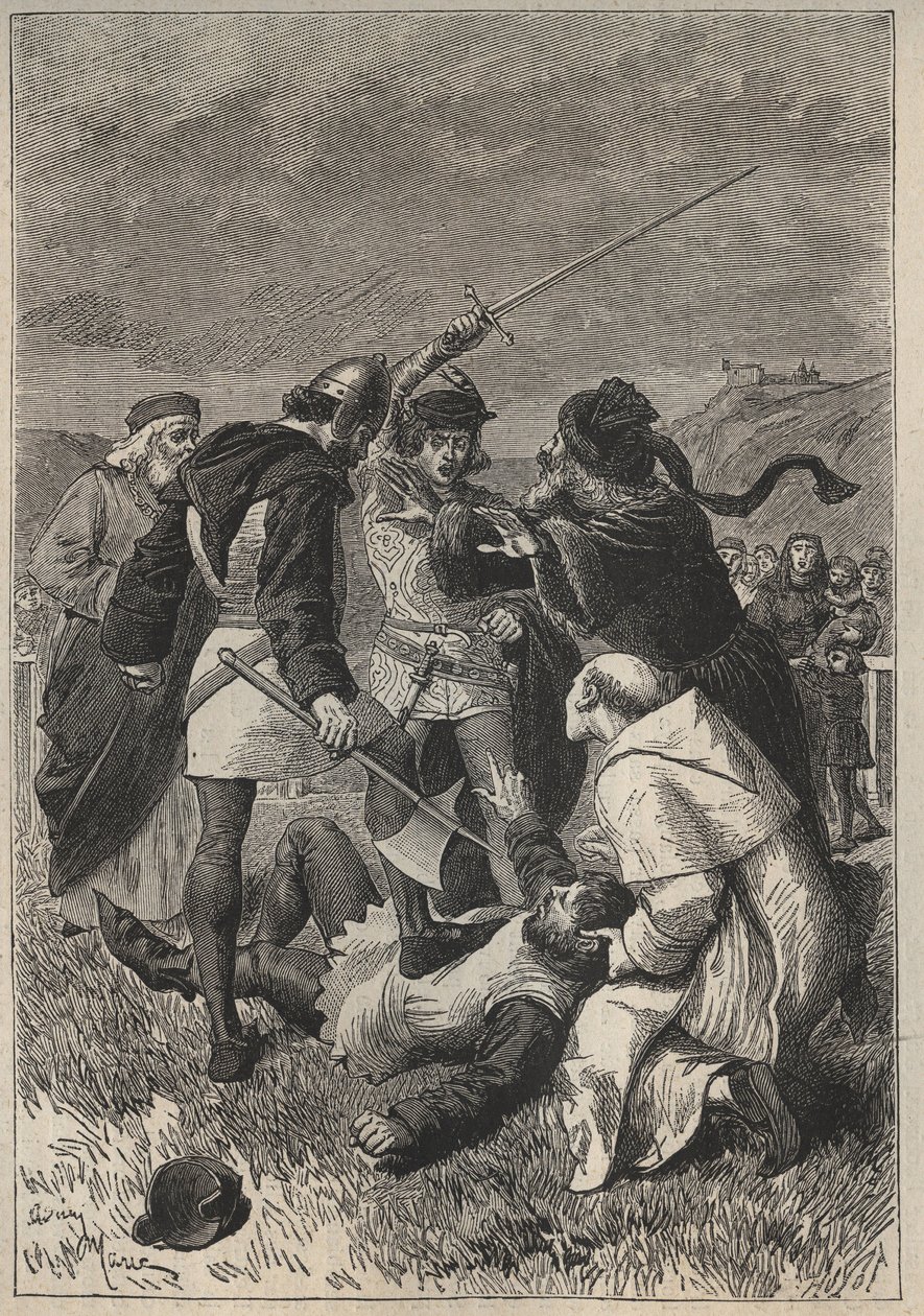 De laster spaart door Rothsay - 19e-eeuwse illustratie voor de historische roman 