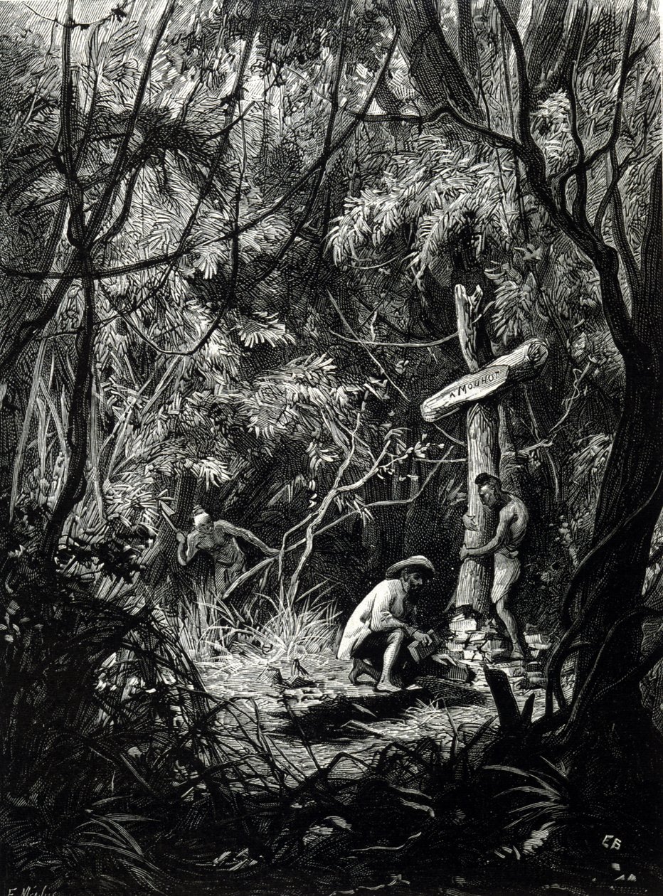 Het graf van de ontdekkingsreiziger Henri Mouhot in Indochina door Unknown artist