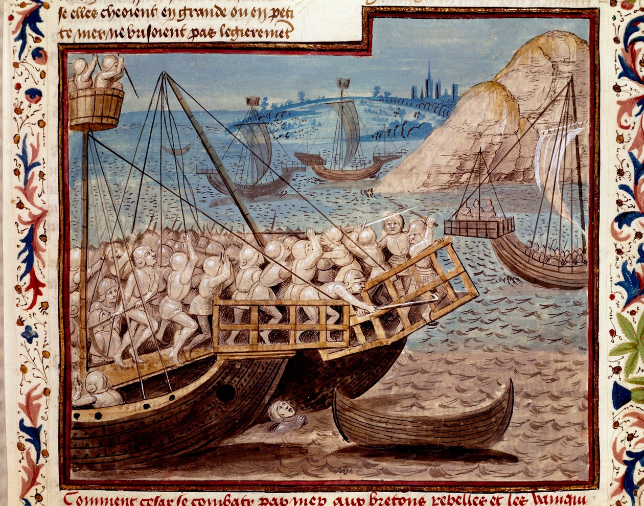 De oorlog van de Galliërs: De ontscheping van de troepen van Julius Caesar en de overwinning op de Britten door Unknown artist