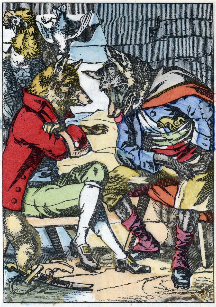 De wolf ontmoet de vos opnieuw (illustratie van het sprookje 