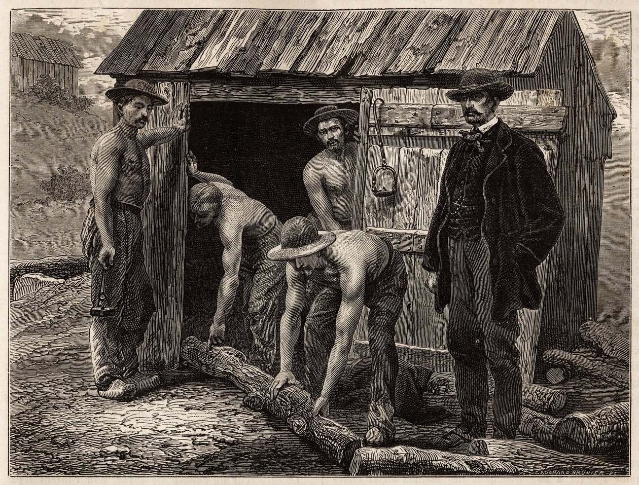 De houtbewerkers van de Montchanin-mijn door Unknown artist