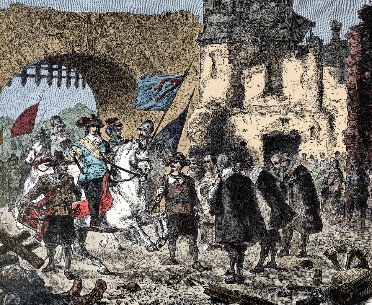 Dertigjarige Oorlog: Generaal Bernard van Saksen-Weimar (Saksen-Weimar) (1604-1639) tussen de overwinnaars bij Breisach (Duitsland) - Bernhard van Weimar betreedt Breisach door Unknown artist
