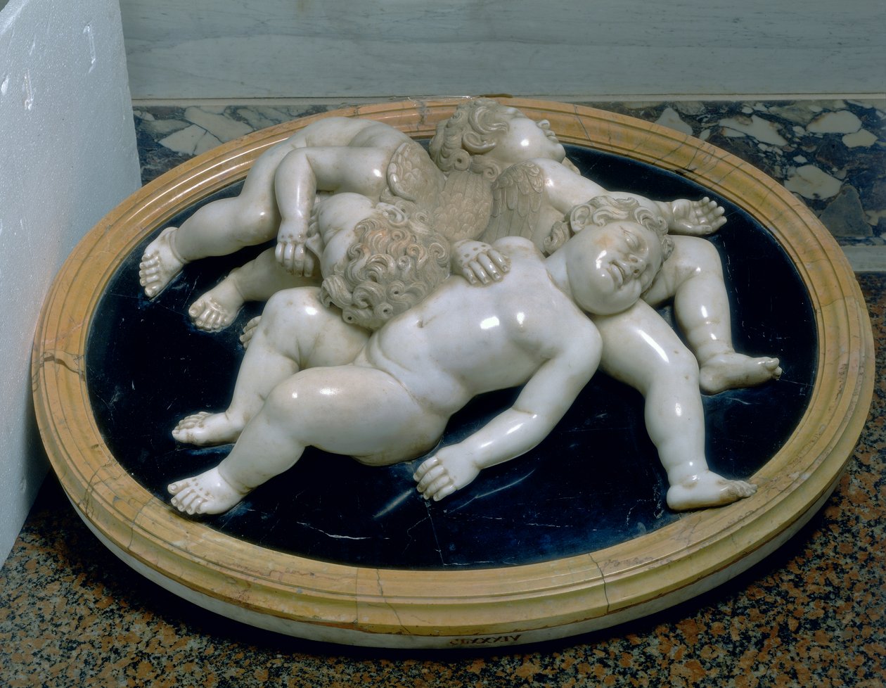 Drie slapende putti door Unknown artist