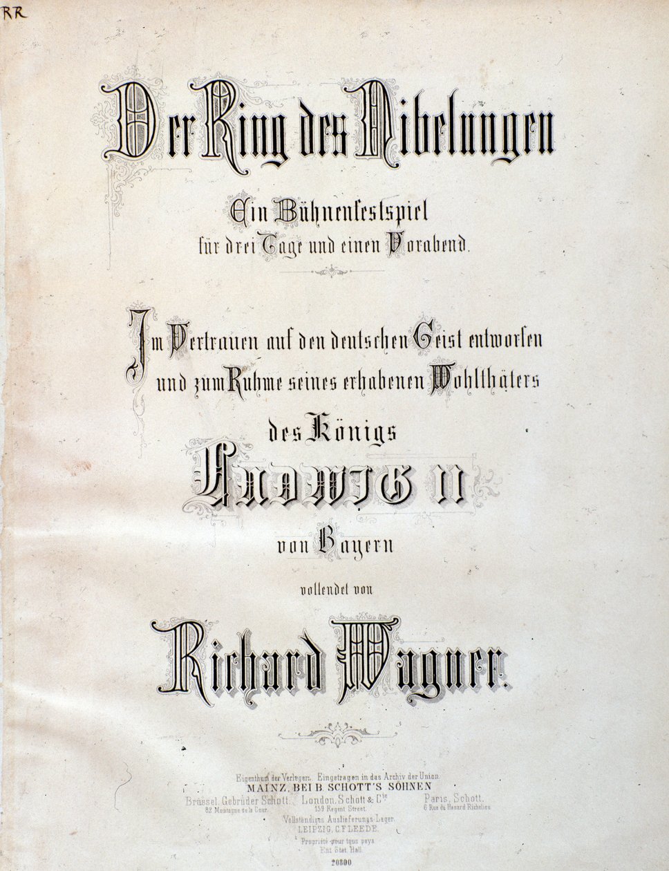 Titelpagina van muziekpartituur van Der Ring des Nibelungen door Wagner door Unknown artist