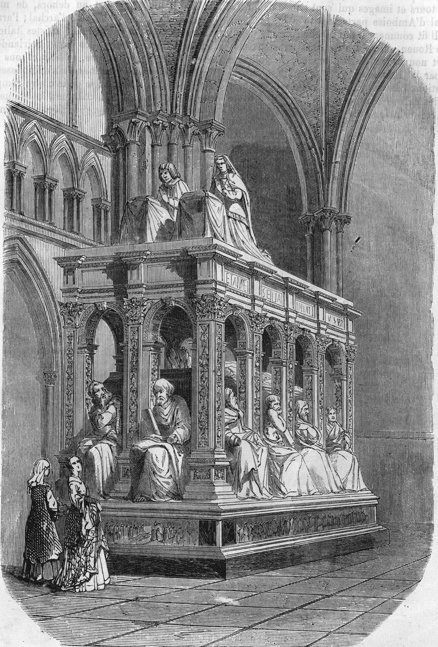Graf van Lodewijk XII koning van Frankrijk (1462-1515) en Anna van Bretagne (1477-1514). Gravure uit de 19e eeuw. door Unknown artist