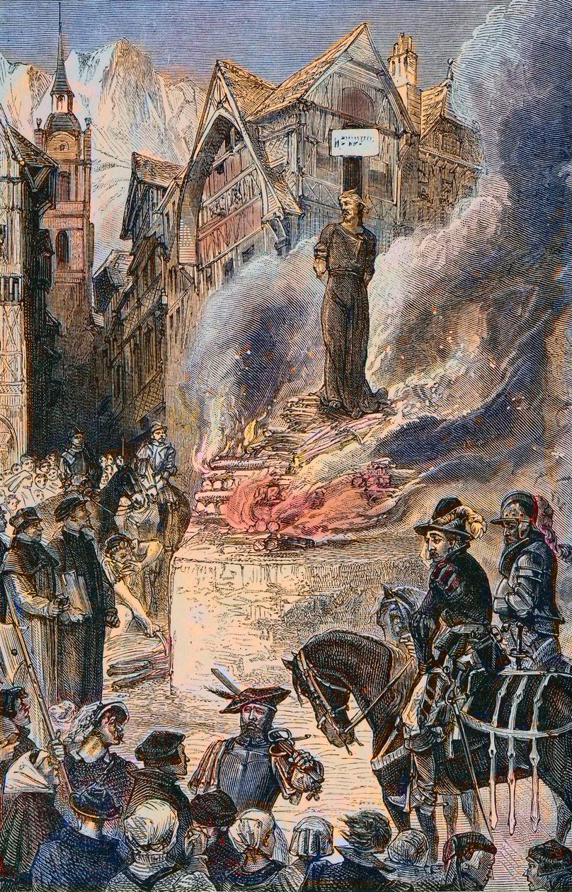 Marteling van Michel Servet in Genève (1511-1553) - gravure door Unknown artist