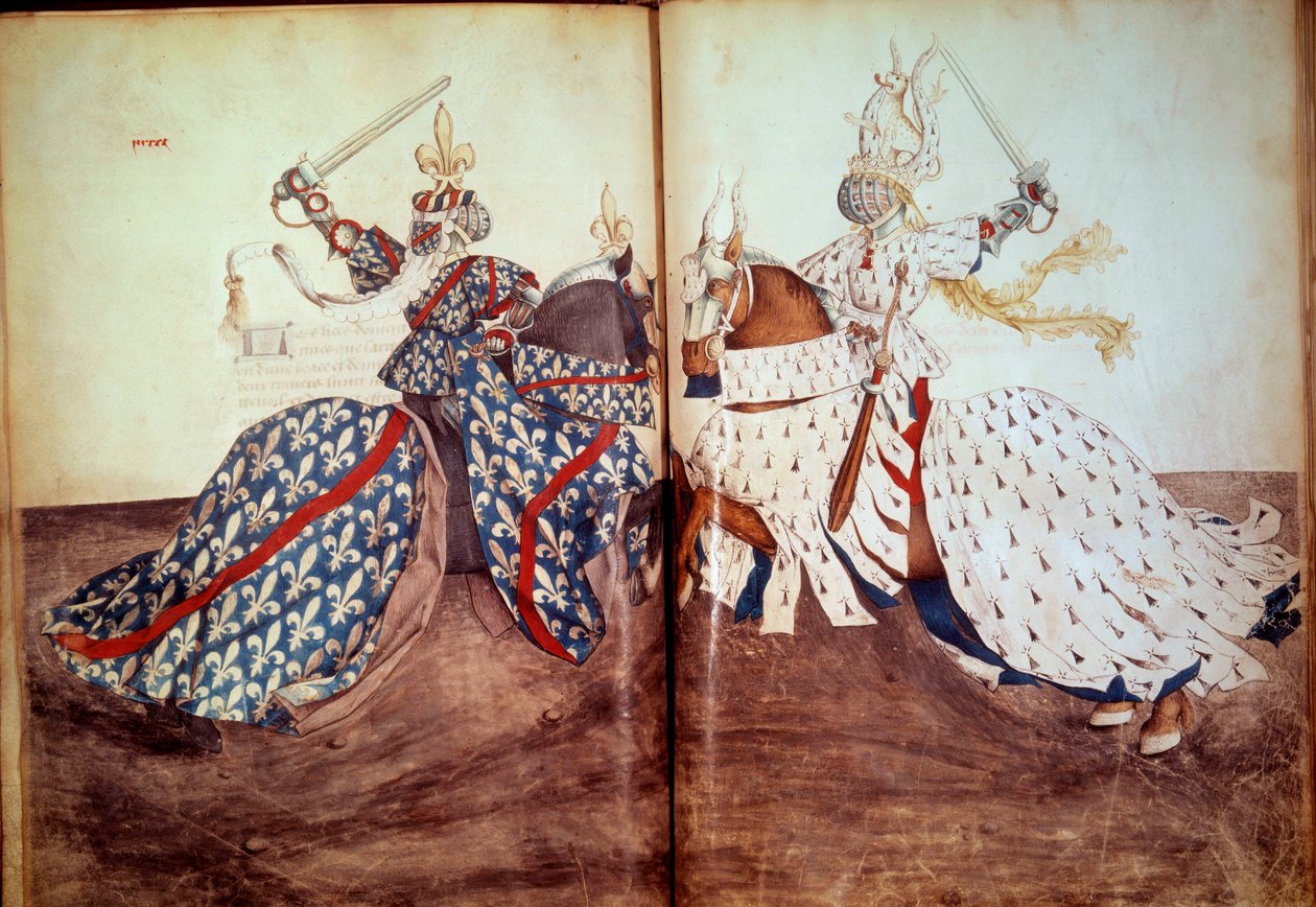 Toernooi: Spel van de roepende heer en de verdedigende heer (Hertog van Bretagne en Hertog van Bourbon tegenover elkaar) door Unknown artist