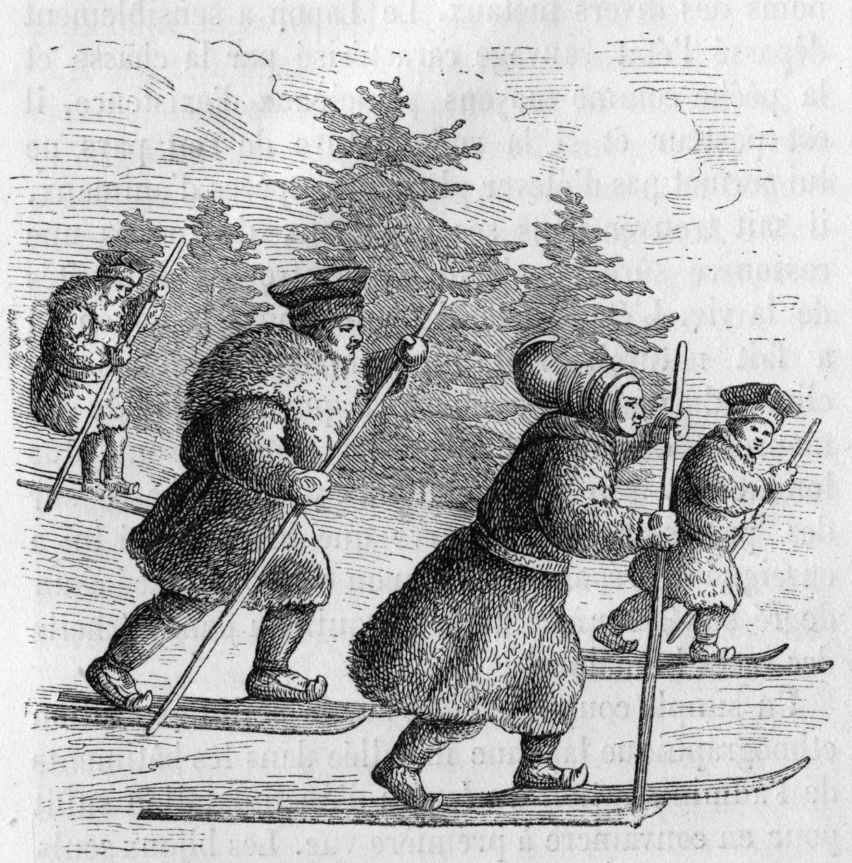 Transport in Lapland: Lappen en hun schaatsen. door Unknown artist