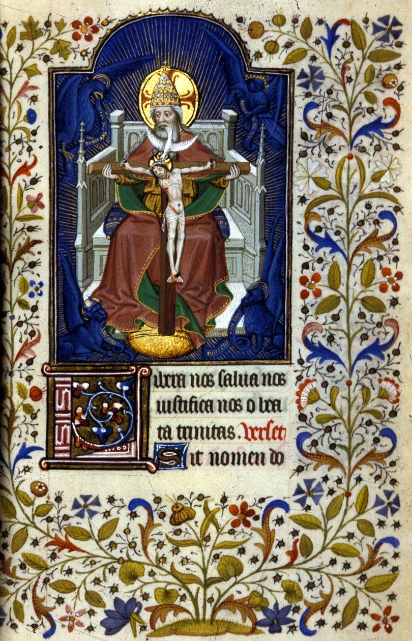 Drie-eenheid. Miniatuur, begin 15e eeuw. Bibl. Trivulziana, Milaan. door Unknown artist