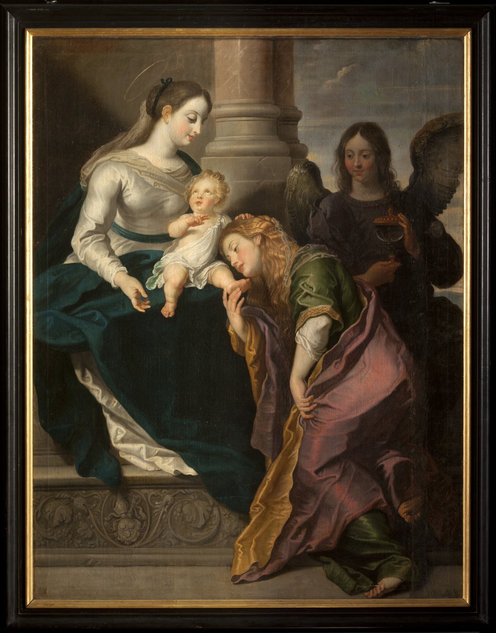 Drieluik. Gesigneerd L. Segers (?). Wapenschild met tekst Omnia enpitras (?). 1627. door Unknown artist