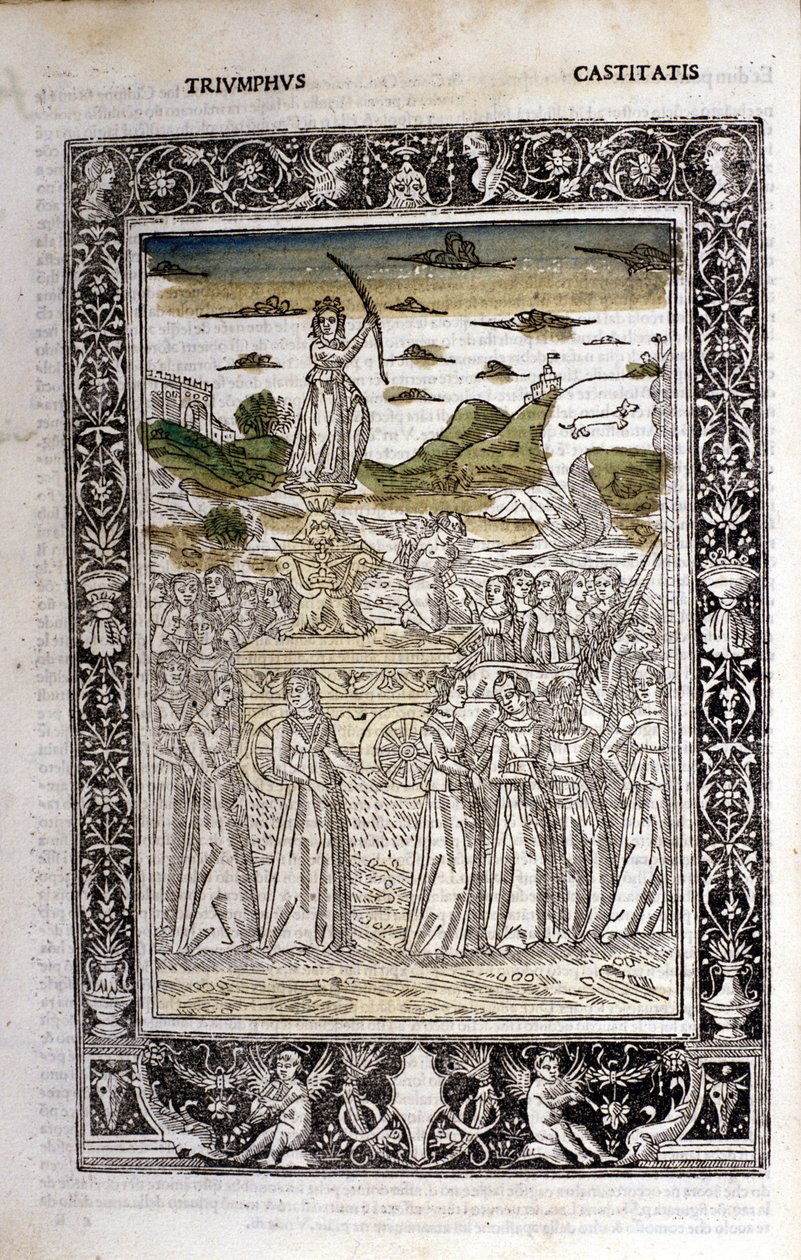 Triomf van de Kuisheid van Petrarca (Francesco Petrarca). Miniatuur door Unknown artist