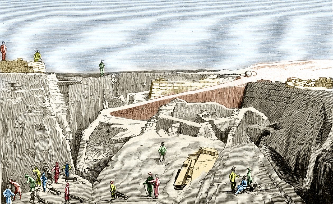 Opgravingen van Troje onder leiding van Heinrich Schliemann, 19e eeuw door Unknown artist