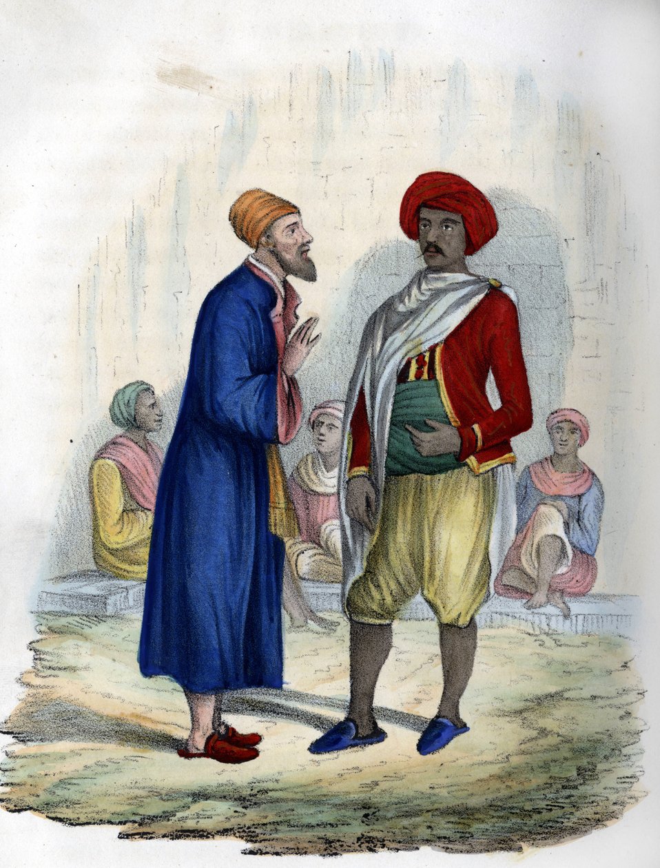 Twee mannen in de straten van Algiers in 1830. In 