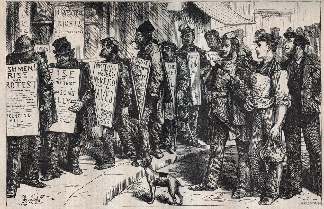 VS: protest namens de Liga tegen drankmisbruik 1875 door Unknown artist