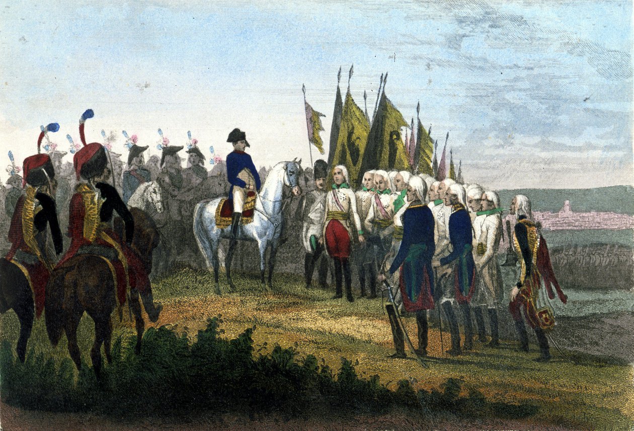 Overgave van Ulm. 20/10/1805. Het Oostenrijkse leger versloeg de troepen van Napoleon (gravure 19e eeuw) door Unknown artist