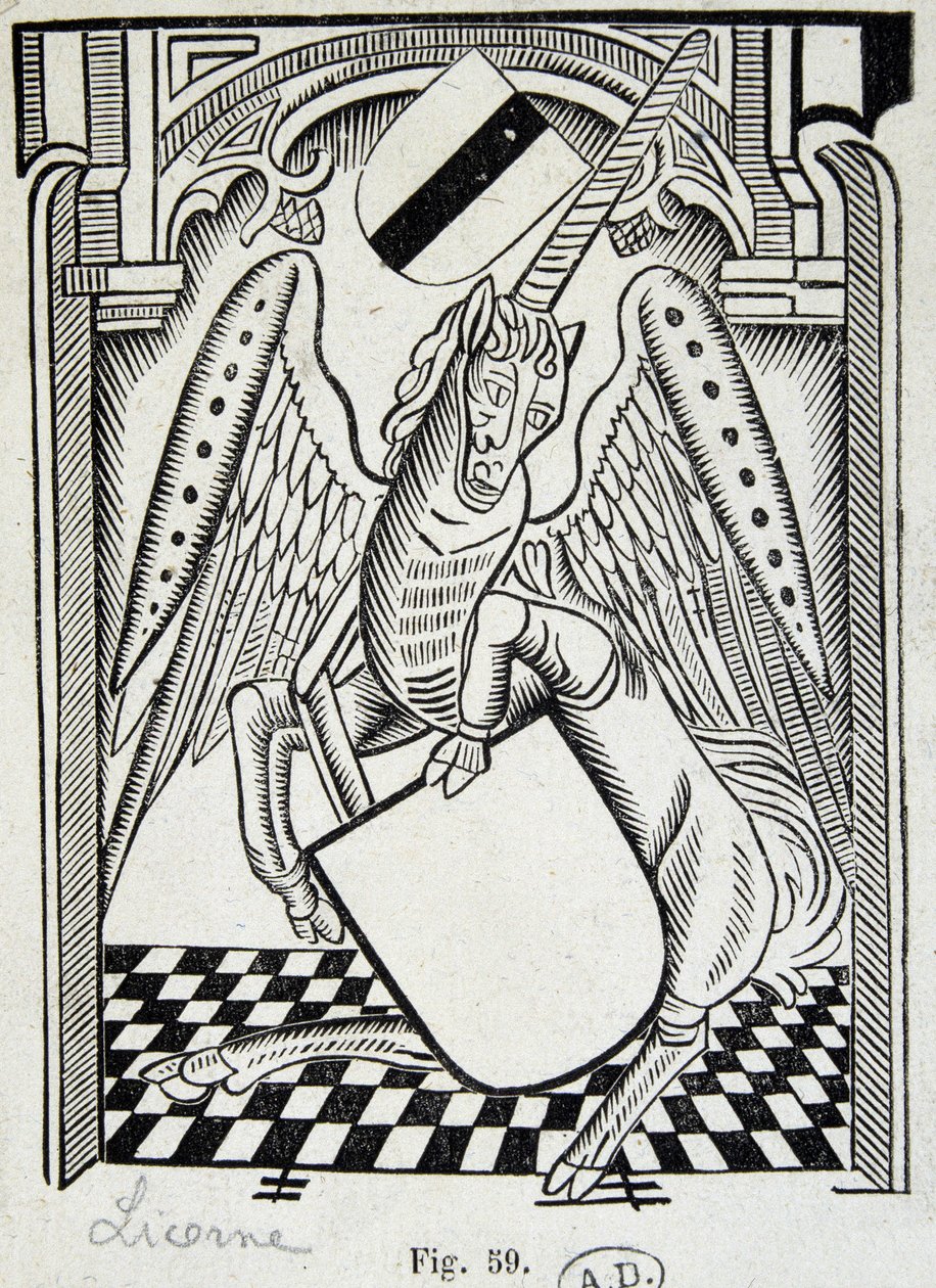 Eenhoorn (gravure 15e eeuw) door Unknown artist