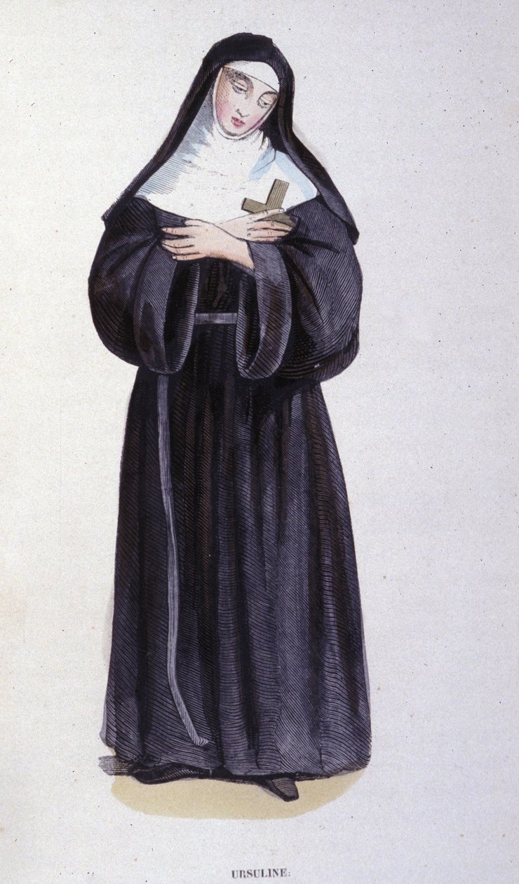 Ursuline. Gravure uit een album over religieuze orden, Parijs door Unknown artist