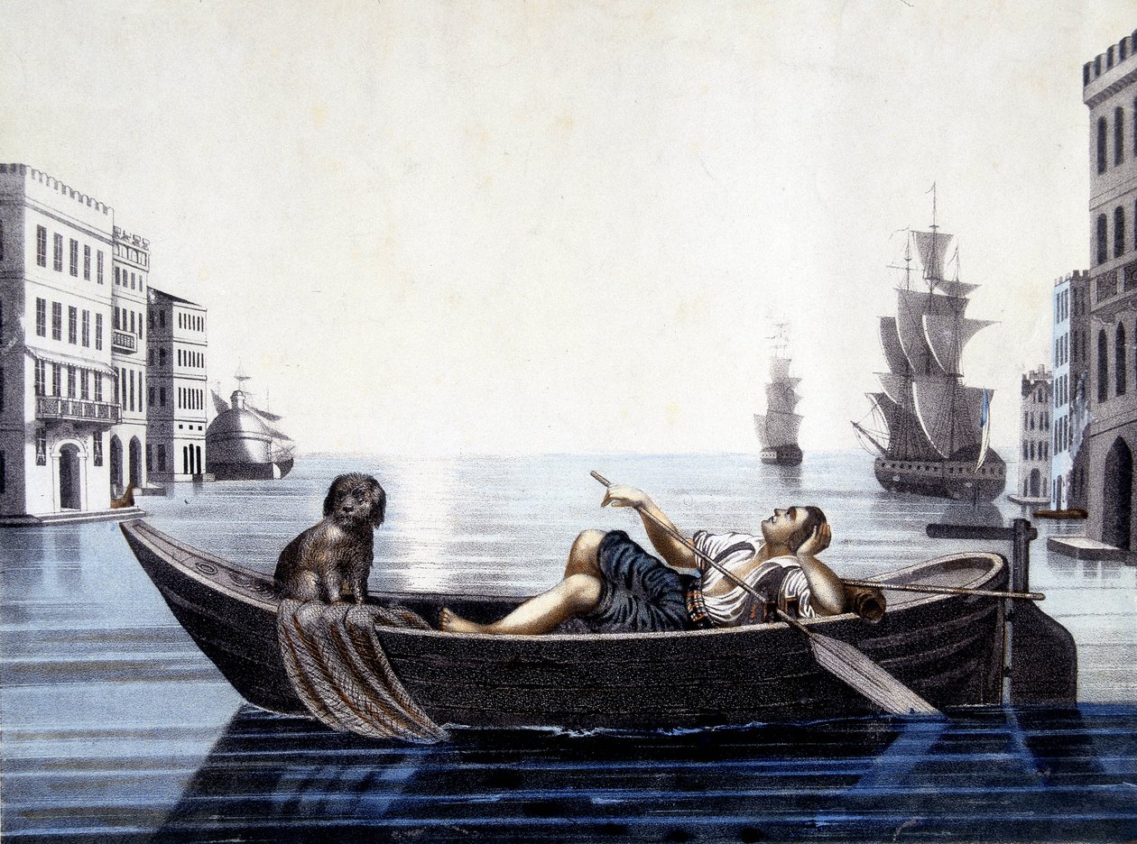 Venetië, in de ochtend. 19e-eeuwse gravure door Unknown artist