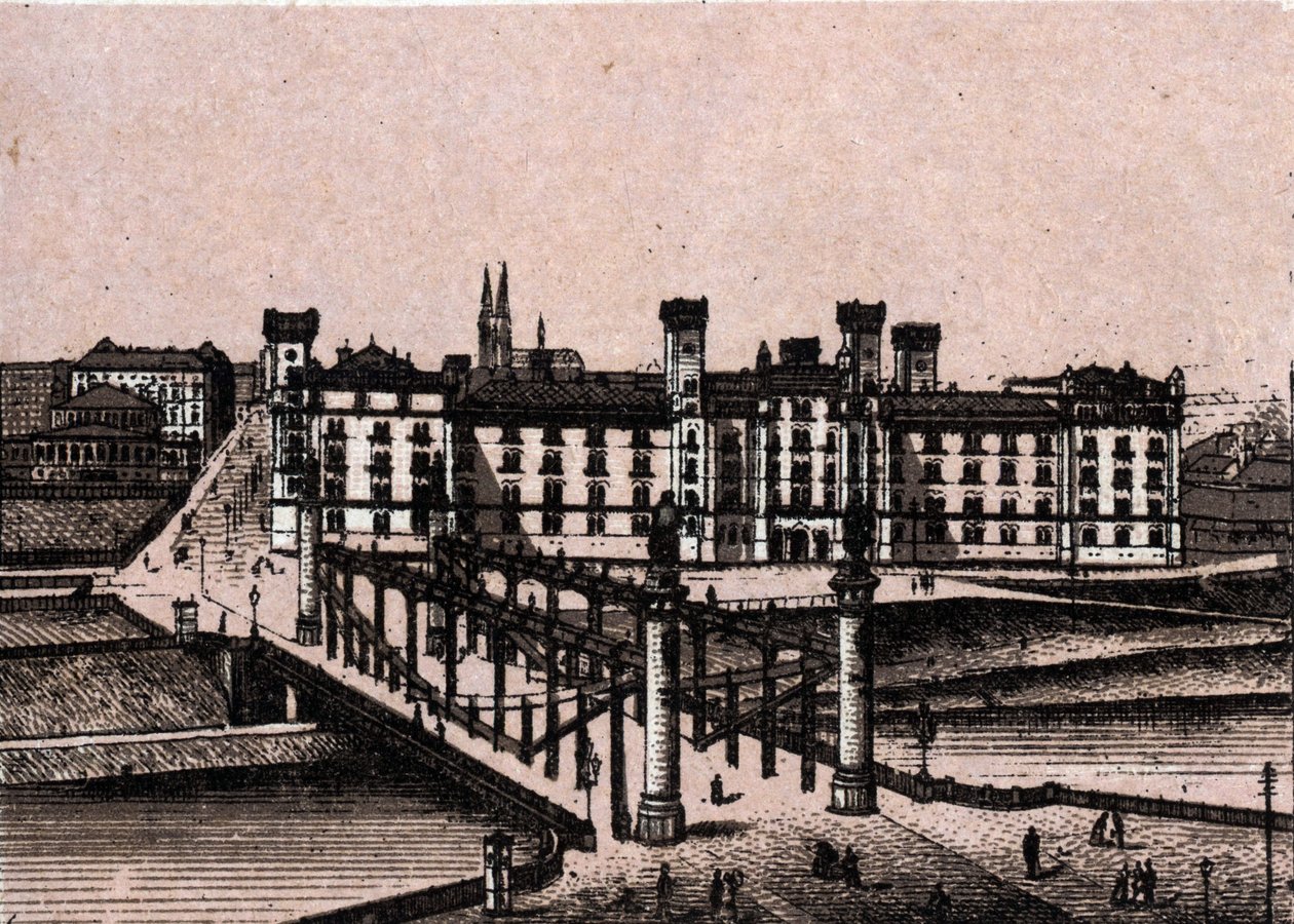 Wenen, Oostenrijk: uitzicht op het arsenaal van Prins Rudolf en de brug van de Augarten door Unknown artist