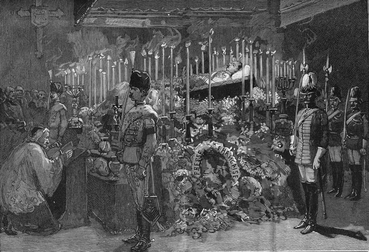 Wenen 1889: de brandende kapel van Aartshertog Rodolph van Habsburg (1858 - 1889) door Unknown artist