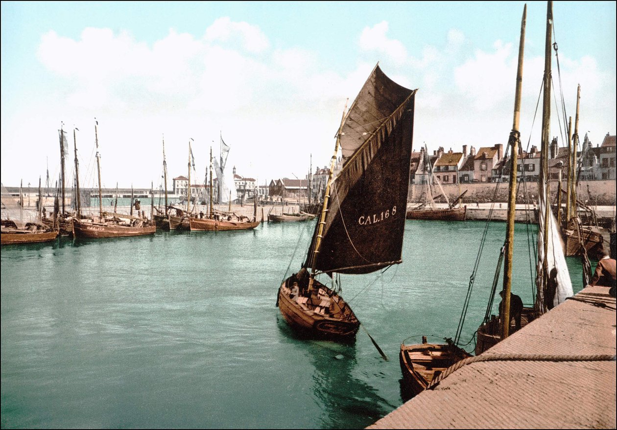 Zicht op Calais, de haven. Fotochrome ca. 1890 door Unknown artist