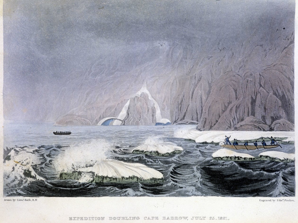 Uitzicht op Kaap Barrow - in "Narrative of a journey to the shores of the Polar sea in the years 1819-1821" door John Franklin, ed. Londen door Unknown artist