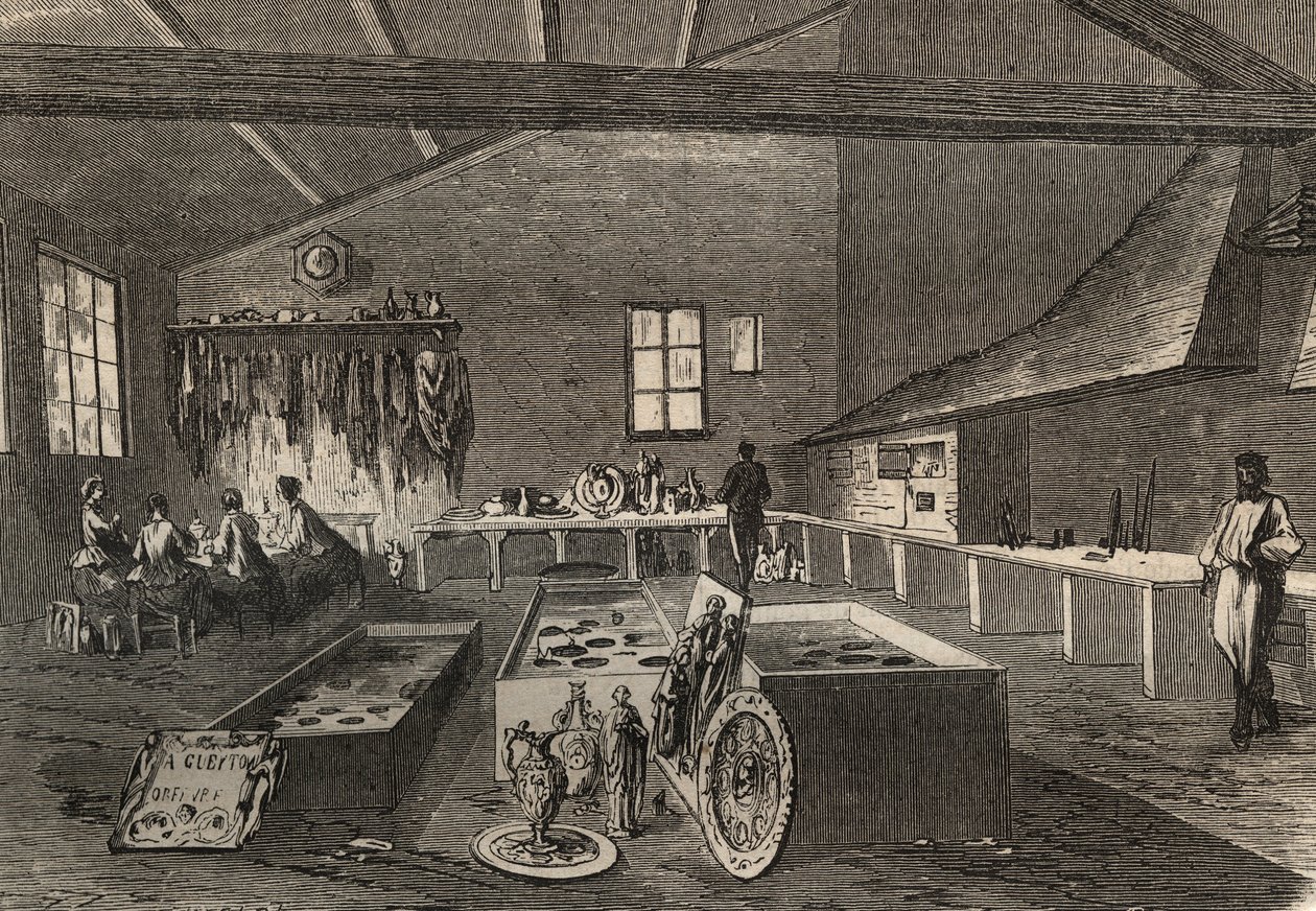 Zicht op de galvaniseerwerkplaatsen van de heer Gueyton. door Unknown artist