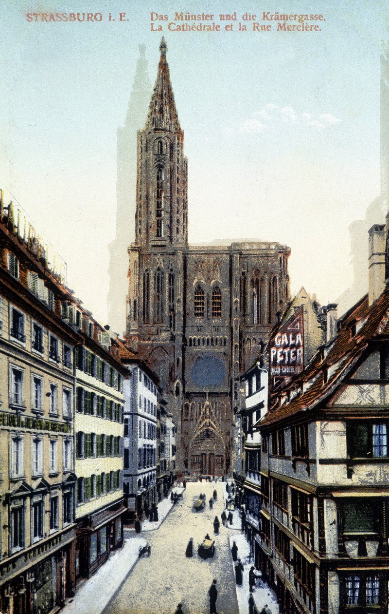 Zicht op de kathedraal van Straatsburg aan het einde van de 19e eeuw door Unknown artist
