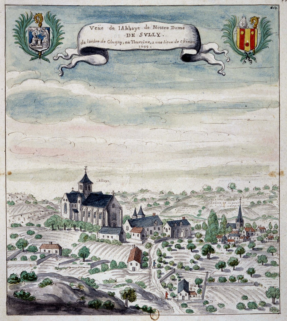 Uitzicht op de abdij van Sully, Touraine door Unknown artist